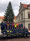 Gruppenbild der THW-Einsatzkräfte mit dem Pirnaer Weihnachtsbaum 2017 (Fotograf: André Jakob)